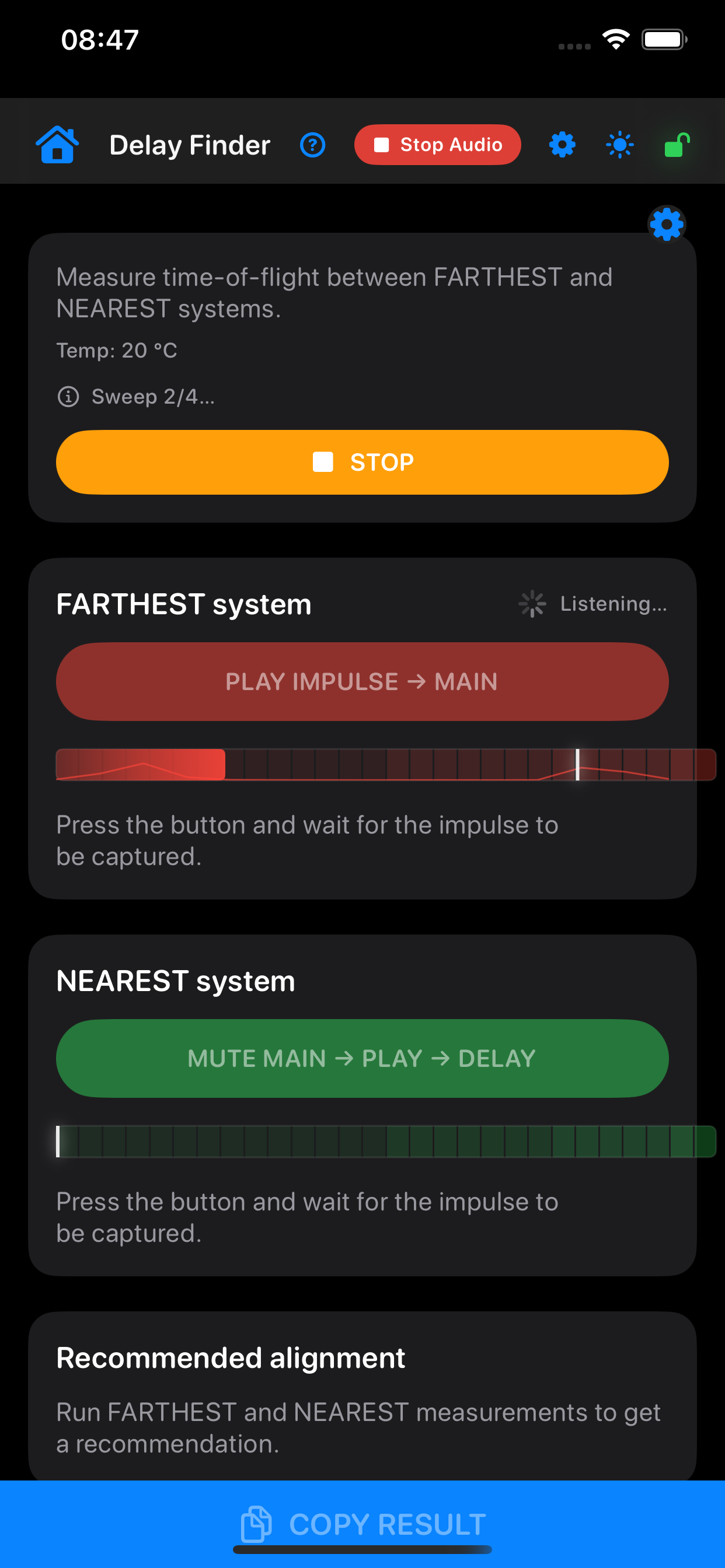 Delay Finder screen