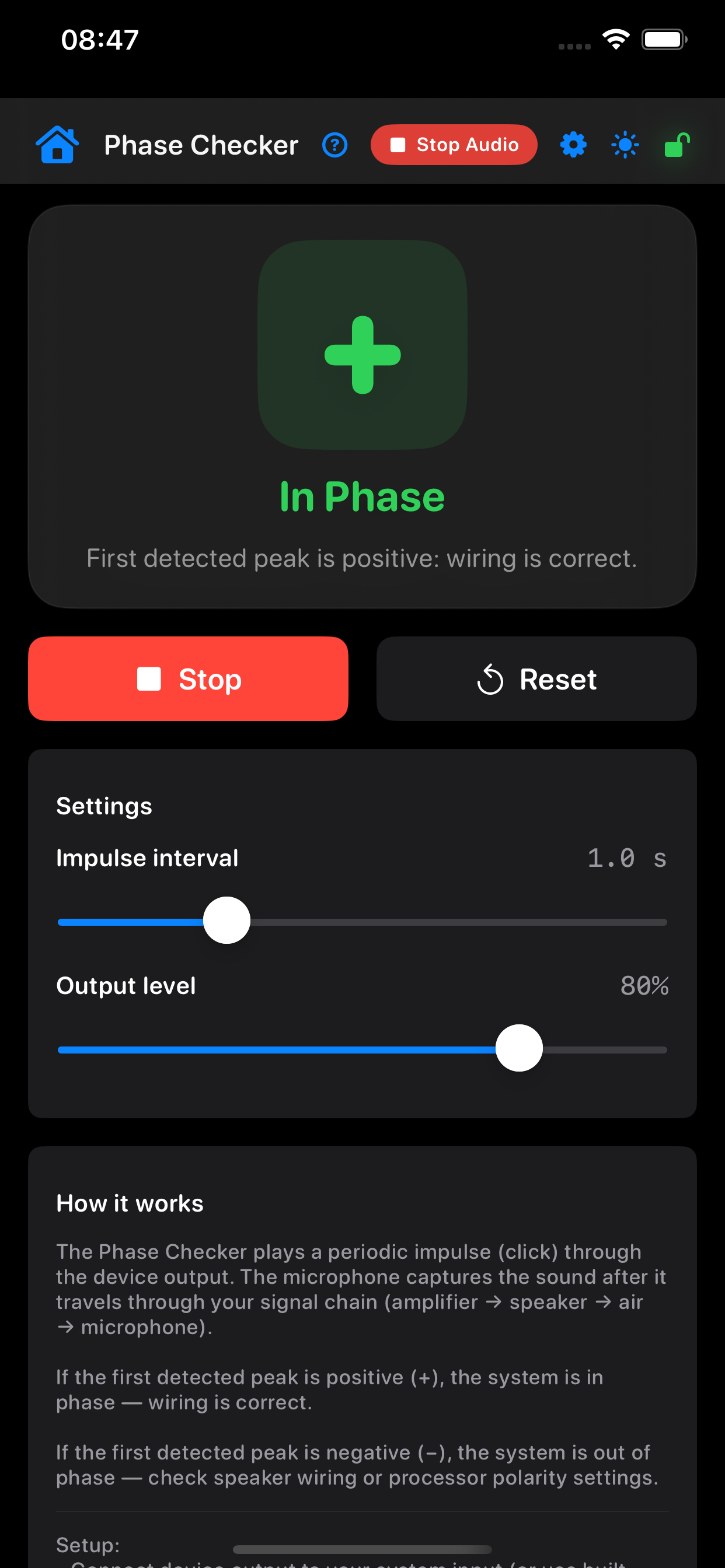 Phase Checker screen