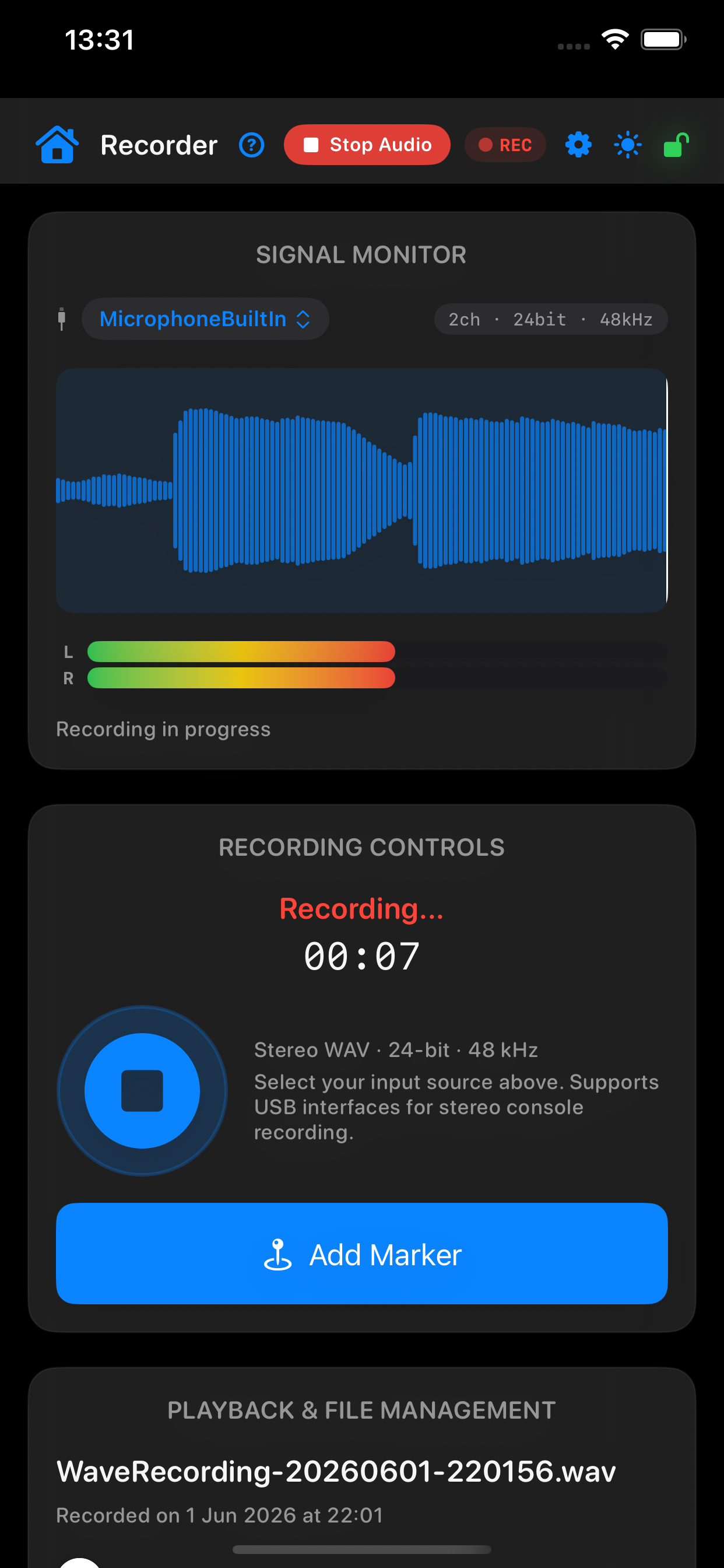 Recorder screen