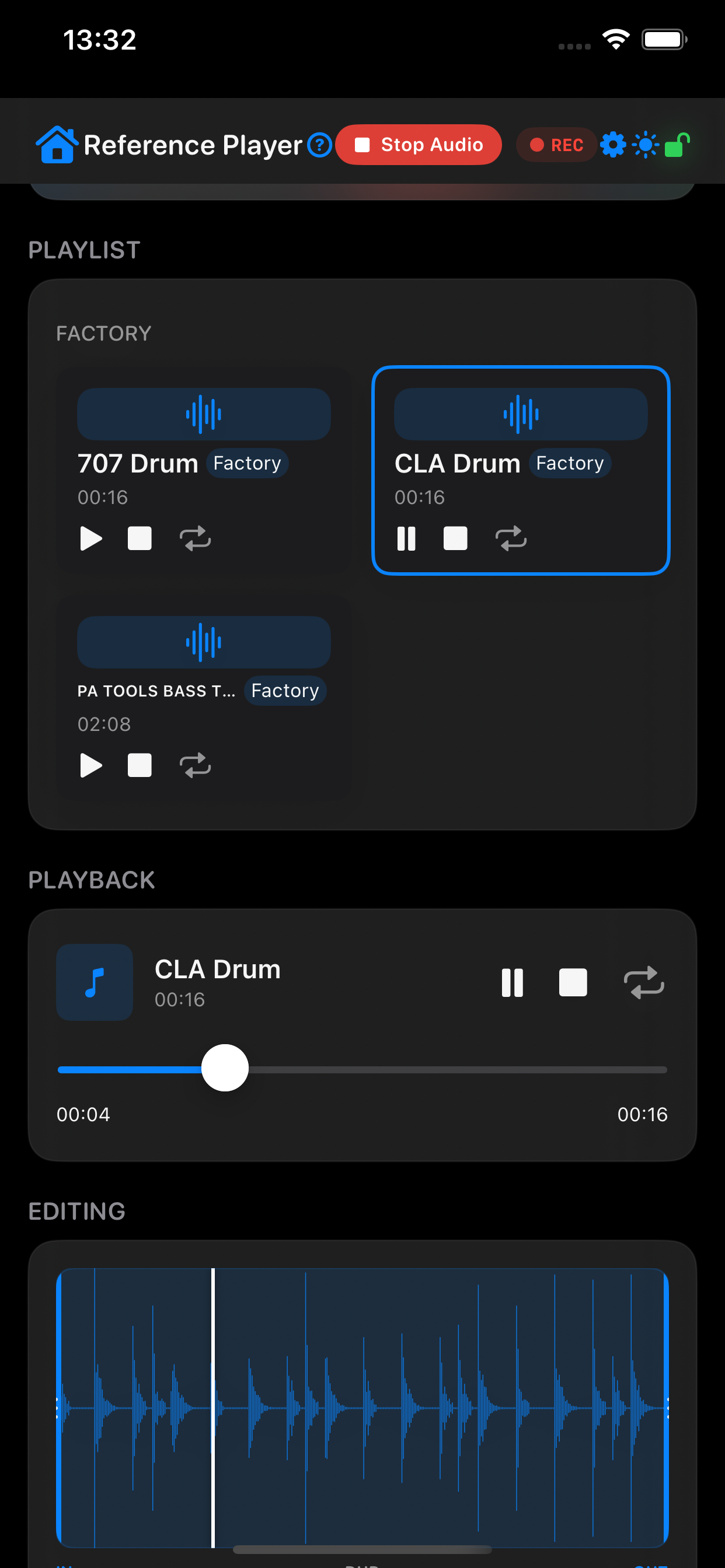 Reference Player screen